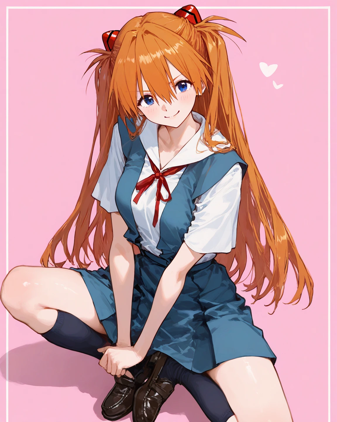 Ponytail,Red Hair,MASHIROIRO SYMPHONY, INUI SANA,Showing the panties,masterpiece,best quality,highres,ultra-detailed,inui sana,blue eyes,long hair,red hair,high ponytail,ahoge,braid,hair between eyes,bangs,hair bow,neck ribbon,long sleeves,white jacket,collared shirt,juliet sleeves,white skirt,(black socks:1.2),(panties:1.2)