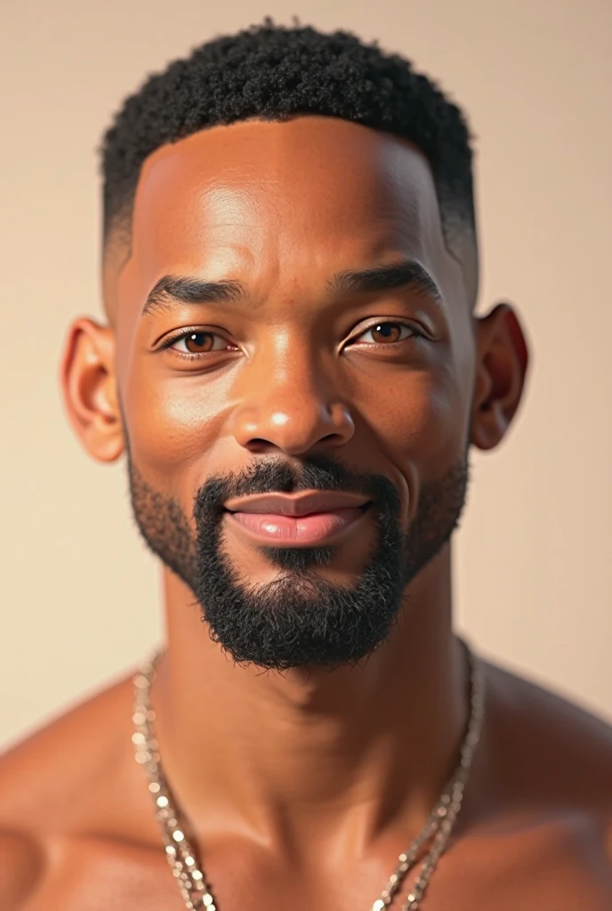 will smith a solo men, looking at viewer, blonde hair, man, thirty years old, male focus, facial hair, smile,  portrait, realistic, mikeohearnv2,