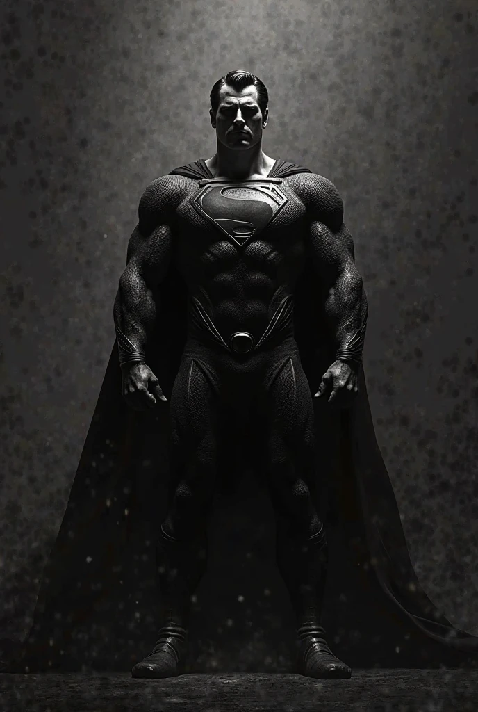 Make the depressed superman in space looking at the earth,in black and white 
