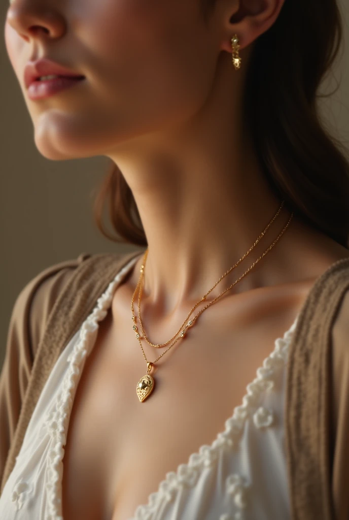 Necklace with a small circle pendant and wuth mini diamonds and 4 mini holes that can track voice