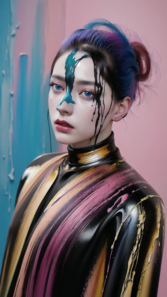 Android Beauty, Powerful paintings inspired by Francis Bacon, Ultra-realistic surrealism, Hyperrealism, fear, art, hyper real painting, Realistic illustration painting, カラフルなHyperrealism, Hyper-realistic digital art