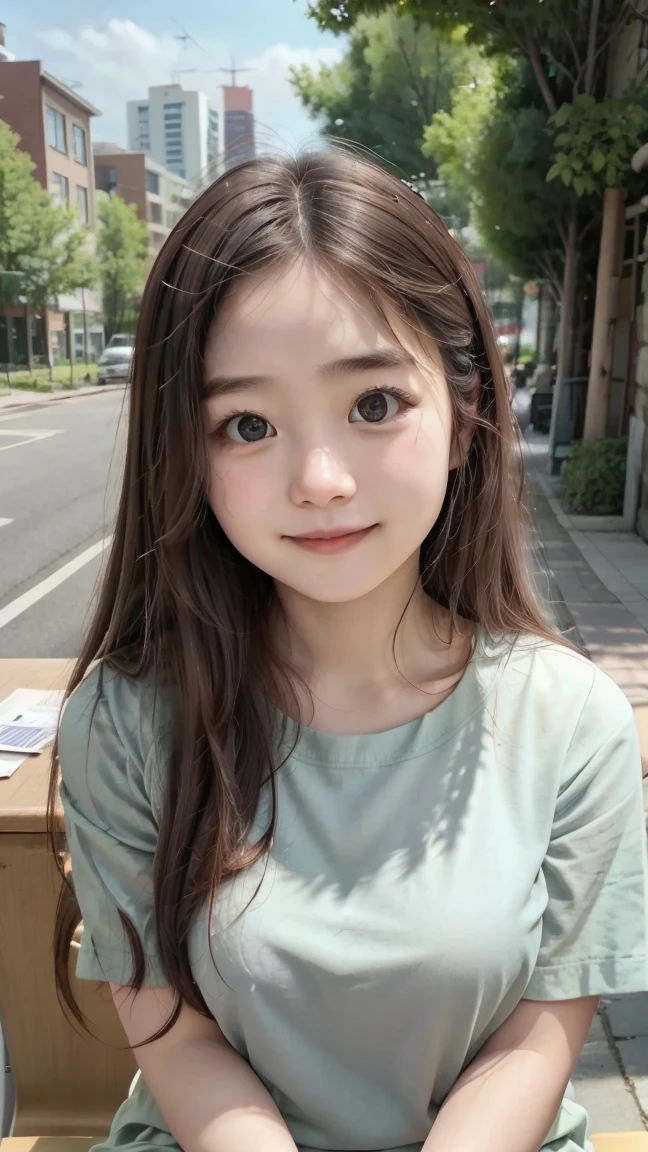 Japanese、8years old, (smile)、(Beautiful little girl)、flat chest、Cute outerwear、((Sexual))