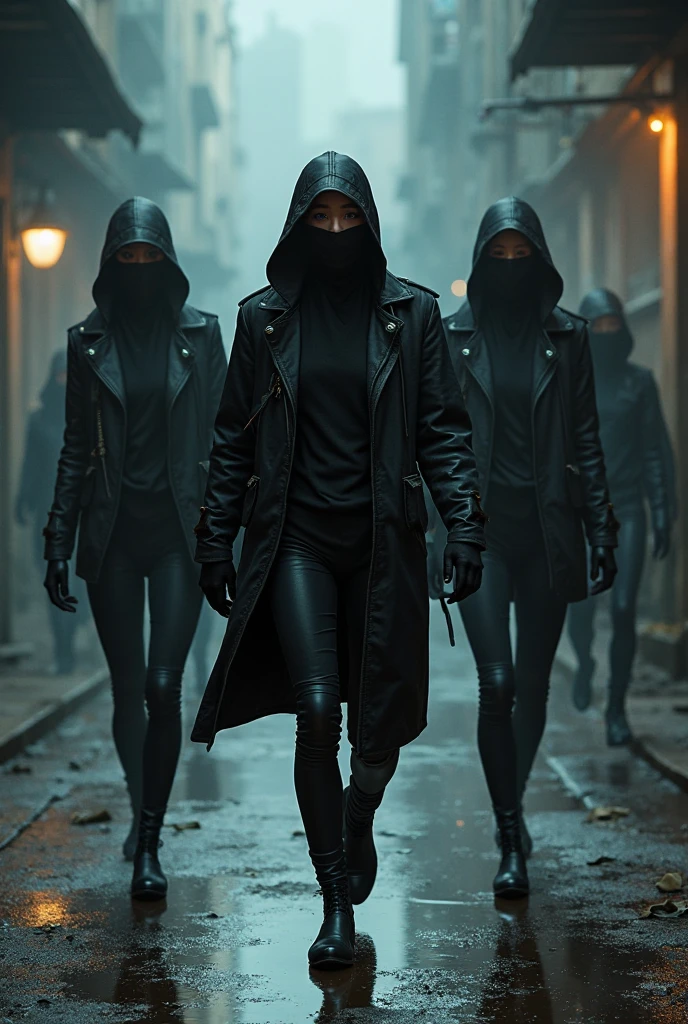 2 assassin  and 3 female assassin  in one pic in a row