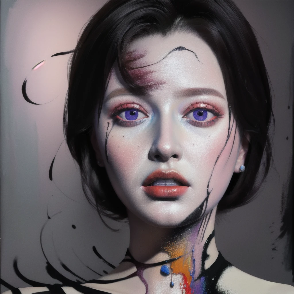 Android Beauty, Powerful paintings inspired by Francis Bacon, Ultra-realistic surrealism, Hyperrealism, fear, art, hyper real painting, Realistic illustration painting, カラフルなHyperrealism, Hyper-realistic digital art