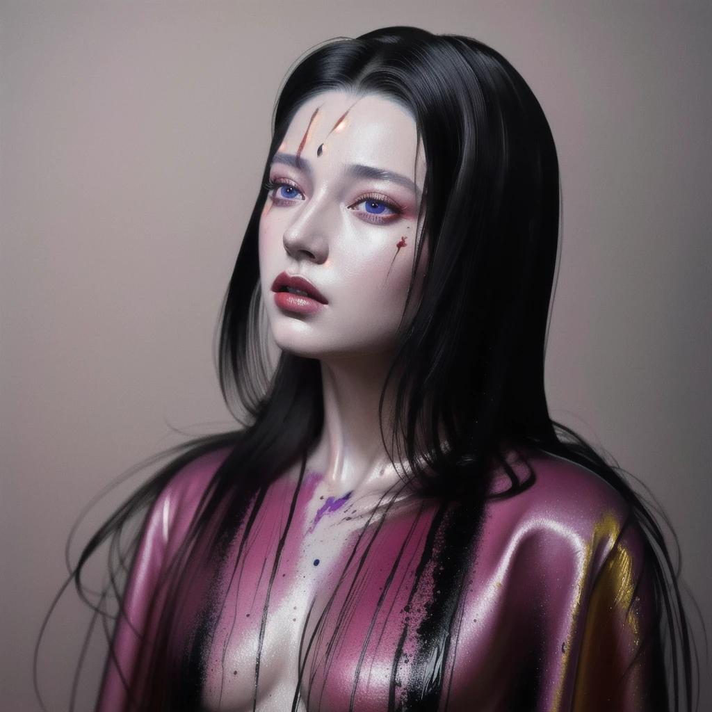 A Professional Movie modelshoot style of a real character ,(( extremely detailed ,16k, 8K,( copeseethemald style : Redshift style : 3 ), ray-tracing style, Octocane render )),Realistic professional movie rendering,
The character should have a similar aesthetic style of the actress ( Lucy Liu : Michelle Yeoh : 2 ),
A solo,A woman
A (Cinematic : 2) photoshoot of real japanese mature woman, realistic (( Pale skin skin tone colors )),
Atheletic body, Realistic Skin, Realistic hair, hair over one eye : 5 ,
A Real human head, high resolution face,detailed face, real face,detailed eyes, real eyes, real ears, real eyebrows, Real japanese eyes form,
A Real body, real hands, real mouth, real head, real nose , Sharpen nose, soft breast,((( small breast )))),soft shoulders,natural breast,realistic breast,
(( Priest emotions on the face )), sharpen teeth, sharpen lips, glossiness lips,open mouth, green rubis lipstick,
They should be shown with (( real green rubis eyes colors )), glowing eyes, long eyelashes, very short eyebrows,realistic forms,
The woman should be wearing a Dark industriel dress,
Looking at the viewer,
(( The background should be a Dark Industrial Electro club ))
Sitting poses,
Technicolor of Cinematique movie, Powerfull, cinematic, Atmospheric and realistic lightings,extremely detailed quality of photoshoot,Photorealistic detailed rendering quality, photo taken with nikon d750, ((An f-stop of f/2.8 )), 12-megapixel camera,RAW format, Photorealistic Raw colors, Optical Image Stabilisation, sharp focus, 200mm,Sharpen images,