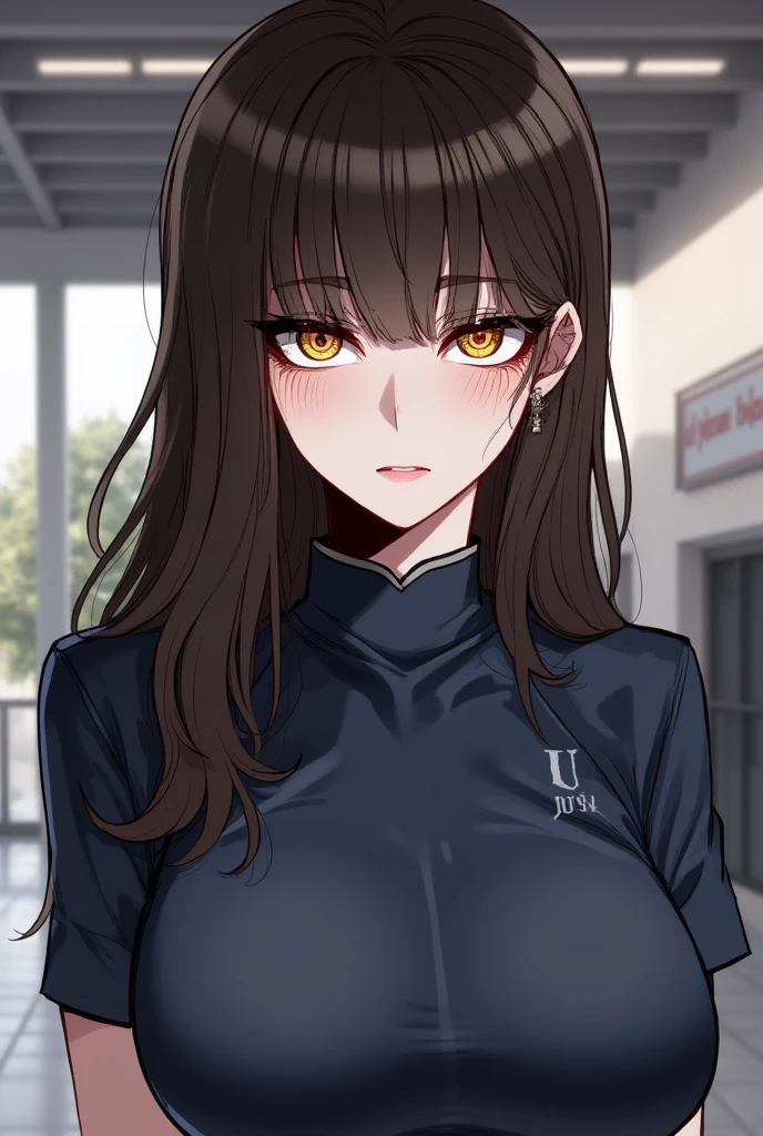 Plump year 21 big breasts black hair brown eyes chubby sad longer hair big breastview seen from above hoodie