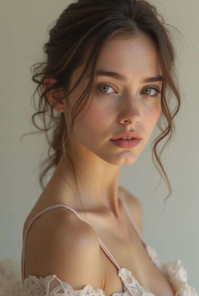 Photo of Ukrainian woman. Fits the face. 25 years old, sharp chin, raw photo, masterpiece, highly detailed photo, DSLR, photorealistic 3.9, ultra high resolution, top quality, pink lips, perfect makeup, big, bright green eyes, white