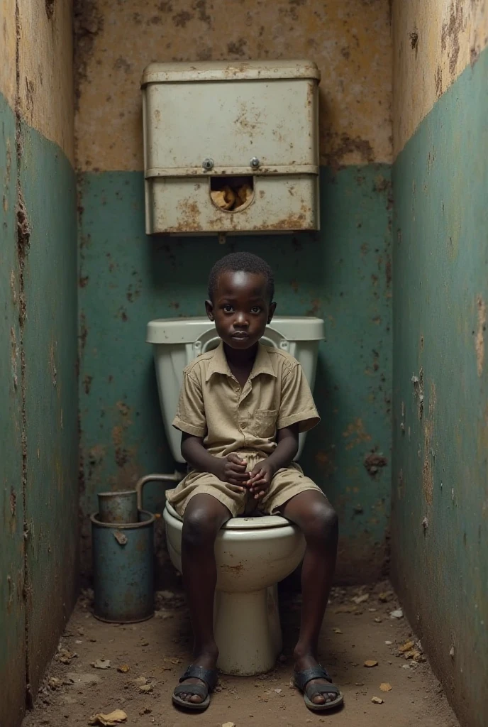 African  but his body is inside a toilet and only his head is out