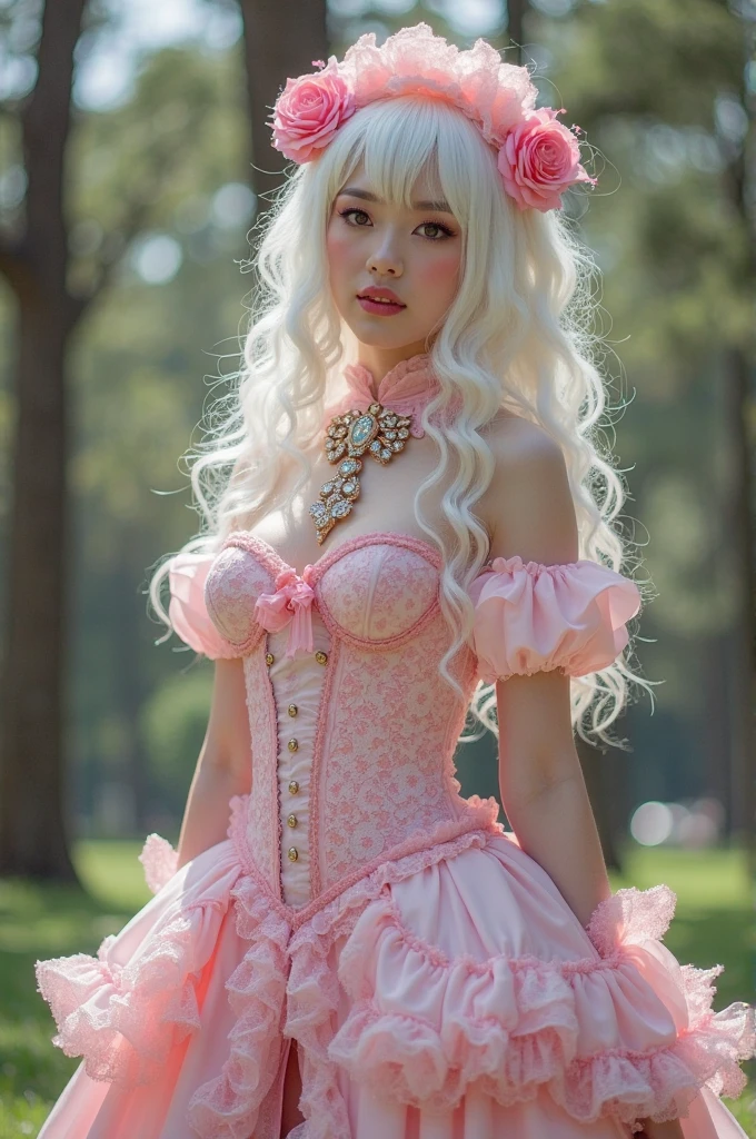 pink female witch portrait beauty pretty soft dewy glow skin sparkle highlighter pink haired youthful witch web witch feminine retro vintage antique spiderwebs on her pointed pink witchhat wearing a spiderweb pink corset ribbon laced up, with dewdrops on a pink roses with spiderwebs with dewdrops on the webs halloween spiderwebs spider-web hd highres 4k 8k coquette aesthetic