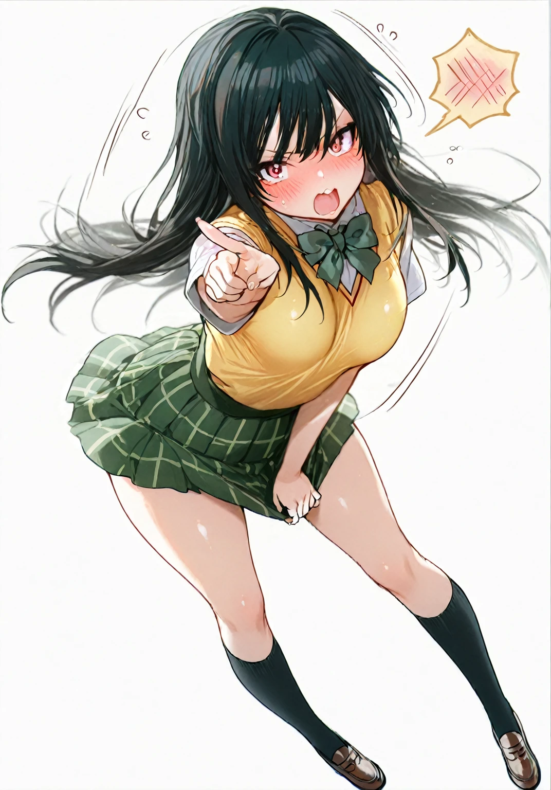 (((((whole body)))))、Utsuho、Green pleated skirt、smile,、Cowboy Shot、 standing on one leg ,leg_lift,panties,standing_split、