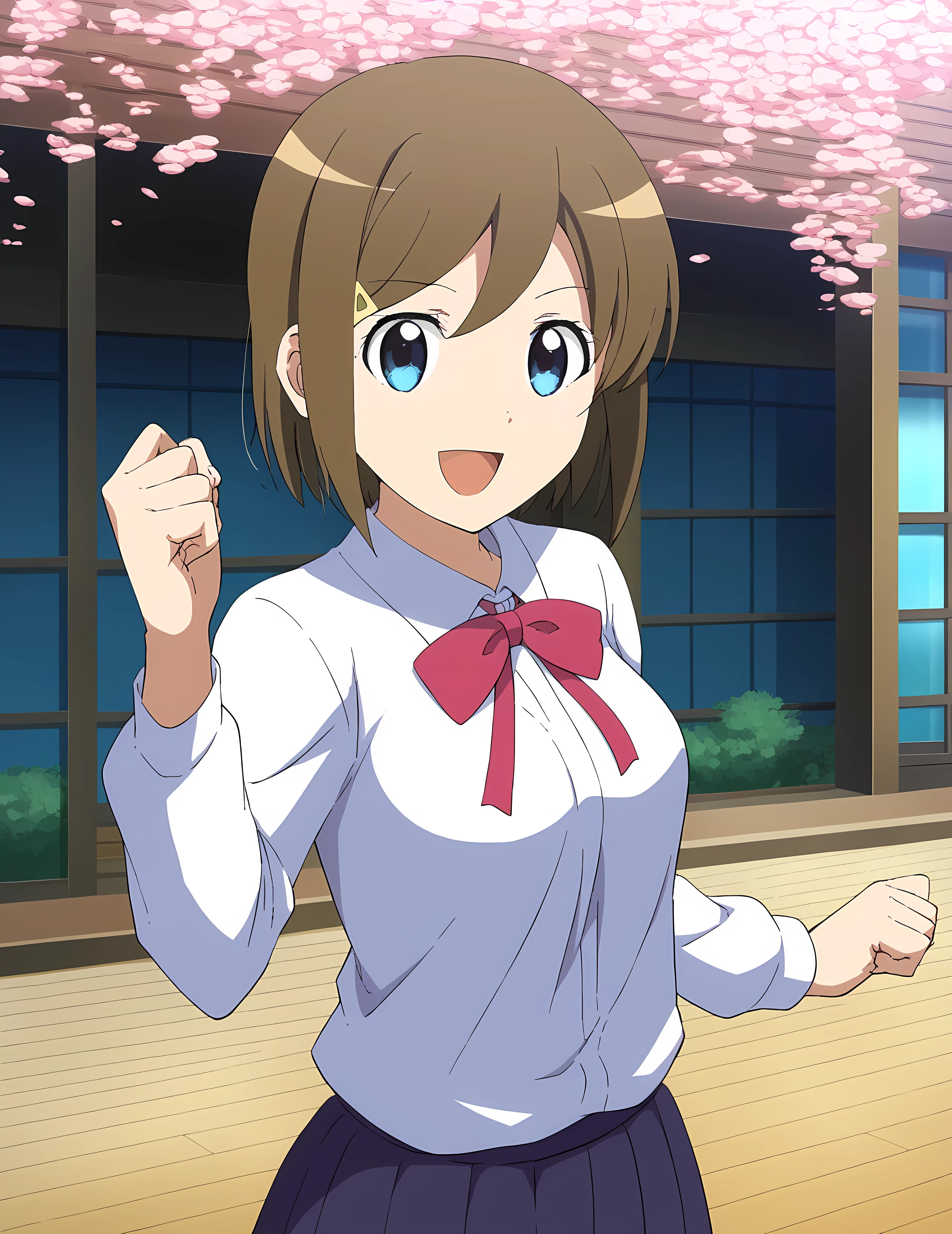  score_9,  score_8_up ,  score_7_up ,  score_6_up ,  score_5_up ,  score_4_up ,  source_anime,(TOP QUALITY:1.1),Ultra Detailed,high resolution,Highly detailed skin, beautiful detailed eyes,8k,sharp concentration, beautiful, beautiful eyes, anatomically correct , anatomically correct  face, extremely detailed eyes , smooth edge , beautiful face,symmetrical eyes, left and right name color, aa Izumi  , brown hair on both arms,  short hair, stup id hair, hair ornament, hair clips,  blue eyes, , ( beautiful, Small Chest:1.2),  casual,  suspenders,  Long Sleeve,  skirt, is standing, cowboy shot, love affair, keep company, On a date, aa Izumi  は野球の練習したとき目立たない汗が肌に光っている, aa Izumi  は野球の練習したときの匂いする, aa Izumi  は好きな人に可愛い仕草を見せる,  put your hands on your  , autumn, watching viewers,