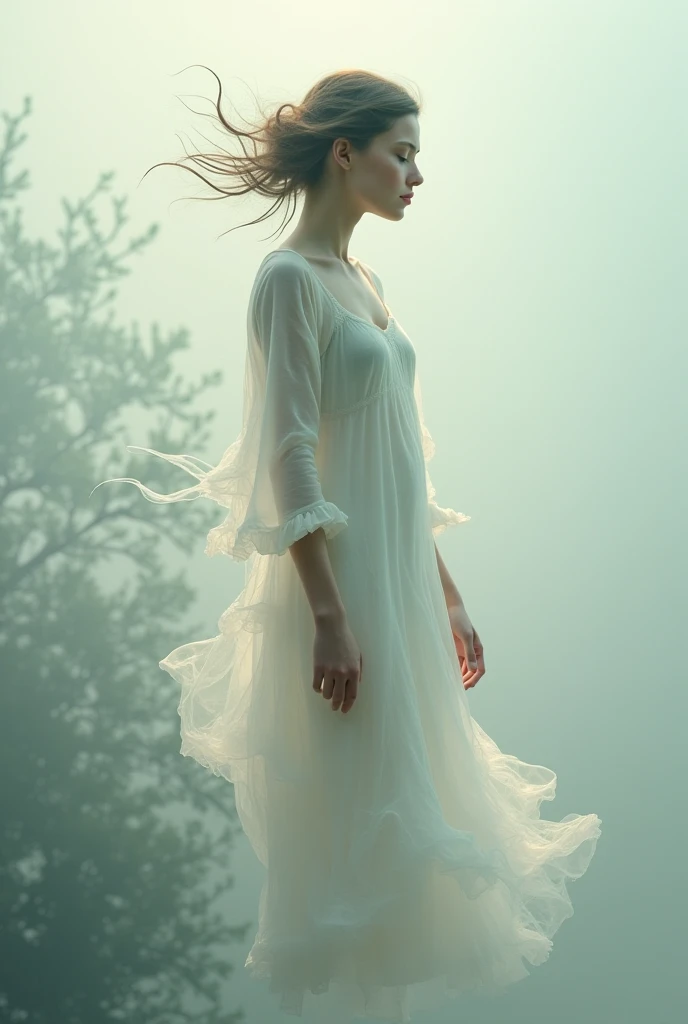 there is a woman in a white dress laying in the forest, inspired by Brooke Shaden, enveloped in webs, floating webs, a stunning young ethereal figure, ghostly form, dreamy and ethereal and dark, covered with cobwebs and dust, beautiful girl, she is wrapped in webs, a still of an ethereal