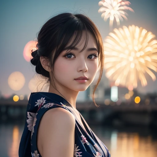 Fireworks and Beautiful Girl