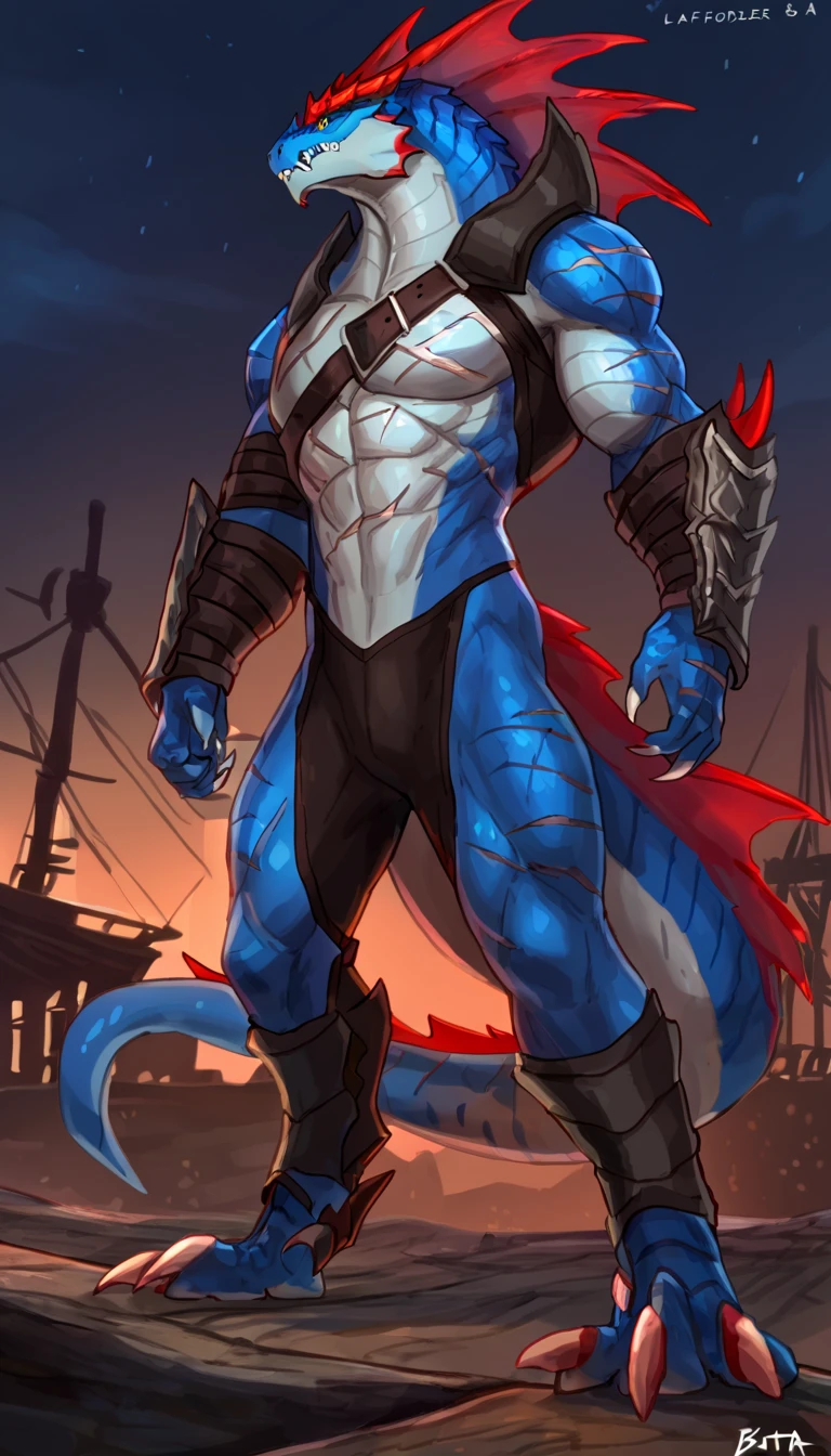 shark man medieveal in confidence pose, full body, frontal pose