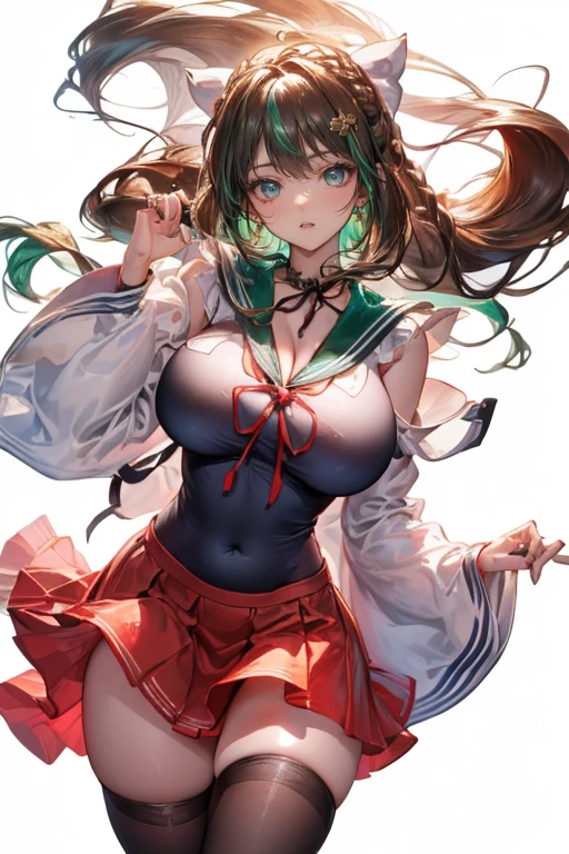 (((masterpiece))),((Highest quality)),Beautiful girl, Aerith, Sexy witch, bangs、(Long Hair, Braided ponytail:1.5)、(((huge firm bouncing bust, Deep cleavage)))、2、Translucent white skin, Sparkling sweat, (Underwear with detailed garments:1.5)、Japanese girl、 Beautiful digital artwork, Beautiful fantasy art, dynamic sely poses, A kind smile, Mysterious Background, Aura, A gentle gaze, BREAK,night