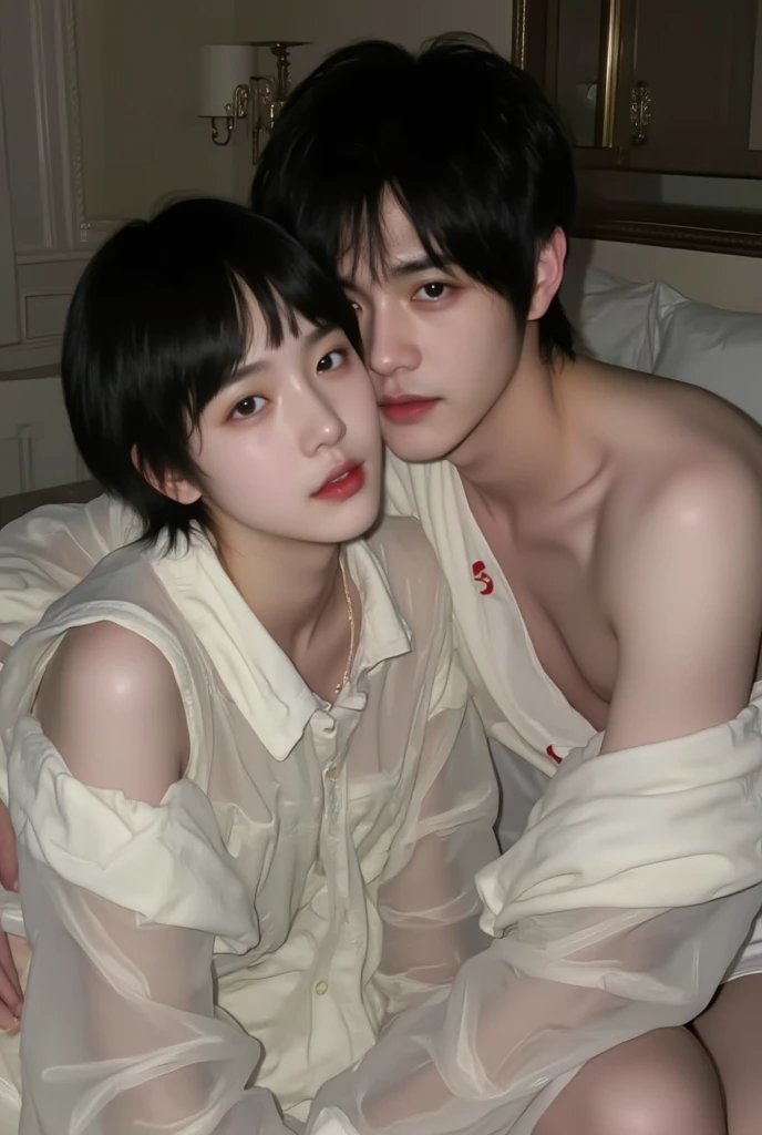 (((NSFW : 1.2))), (((pornography))), (realistic), (intricate details:1.2), (masterpiece、:1.3), (top quality:1.4), (Ultra A high resolution:1.2), Ultra A high resolution, 8K resolution, very detailed expression, dark, (high quality), complete anatomy, natural anatomy, full body photo, (1 korean girl being hentai sex by 2 korean men at night : 1.6), she is 21 years old, (prostitute:1.5), (prostitute: 1.5), (she is korean:1.6), (beautiful : 1.4), (The sound of tapping on colorful, dyed hair.), (big earrings), heavy makeup, Confusing wording, choker necklace, long legs, (The girl wore a slim feminine dress and pantyhose. : 1.4), (a girl is wearing a business dress :1.4), (2 men are her masters : 1.4), glowing skin,(Making eye contact with each other :1.4), (The men tie her arms behind her back:1.4), (((she orgasms : 1.4))), (((moaning : 1.2))),(She was caught and sexually harassed by two men.. : 1.5), (She was forcibly raped by two men : 1.5), violated by them, (She is forced to lie down on the bed : 1.4), She can't resist the arms of men., His dick is being inserted into her pussy and anus.., A man tightens his panties, A man tears off her pantyhose to explore her pussy., grabbed the ass, (The men grabbed her thighs..), caress, fondle, (in a hotel bed : 1.6), (detailed background:1.2),(She enjoys sex with several Korean men : 1.4), (The pose is like a dog), (She is having sex in doggy position with two men on the bed : 1.4)