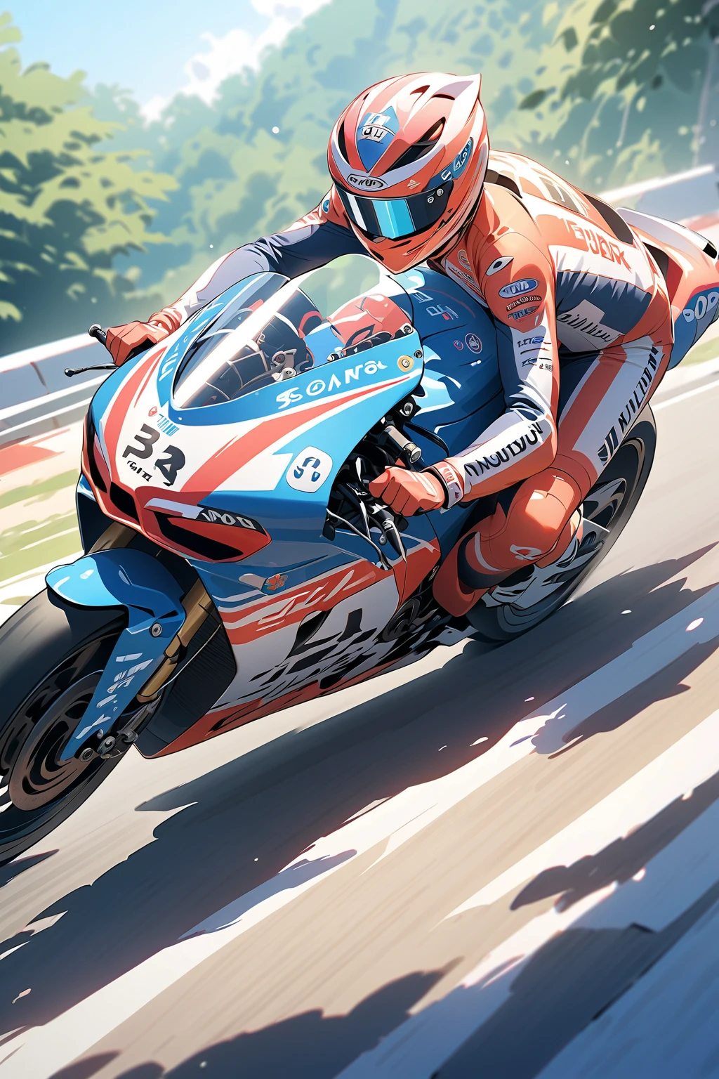 A wolf, wihite furs, wearing a motogp racing suit, stands on shop, start showing a real dick and wanking soft to hard, moaning face then cum
