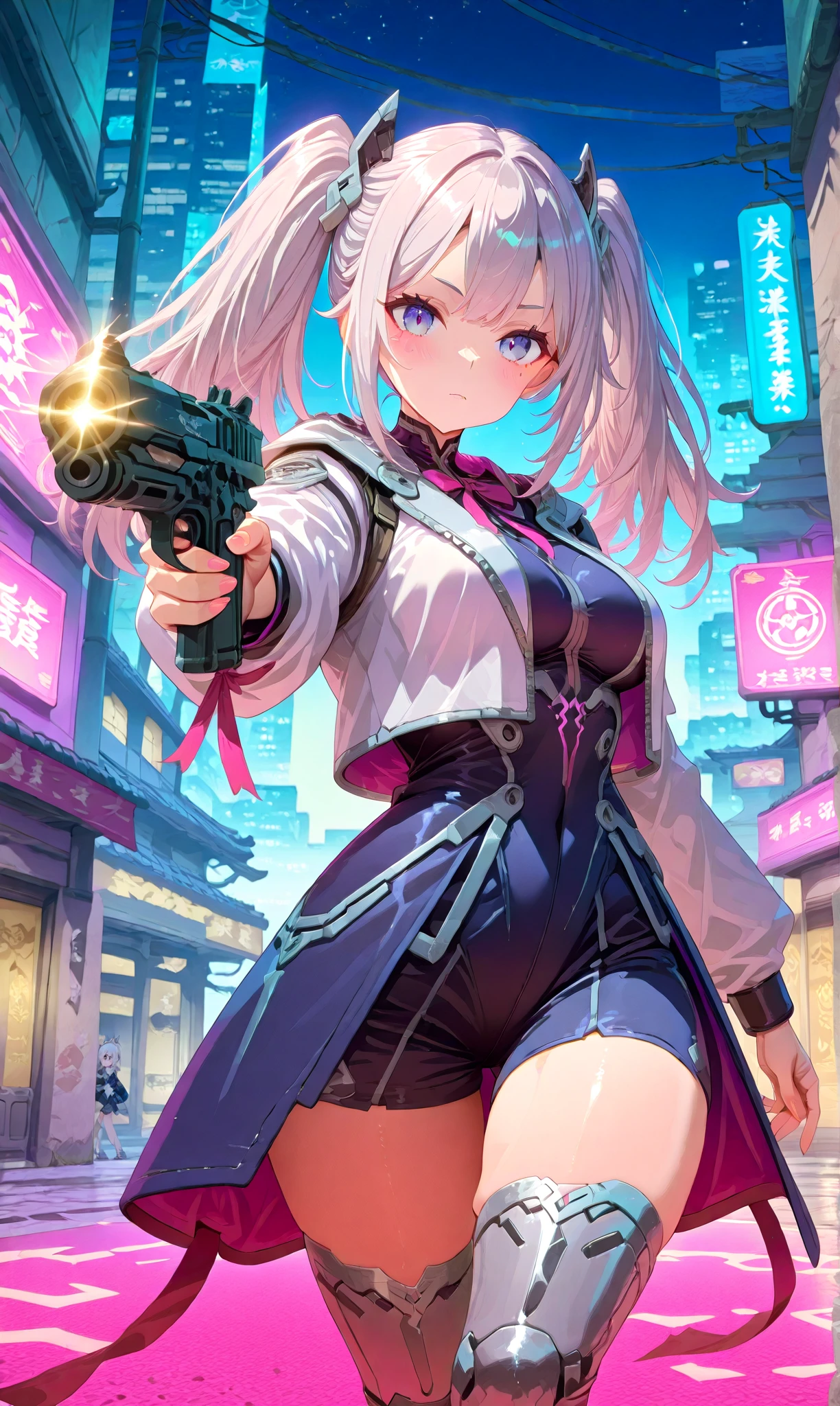 highest quality, masterpiece, long eyelashes, blue eyes punk girl, Dressed in punk clothes, super mini skirt, Sparkling, big breasts, Cat ear, white hair, spread legs, oneesan