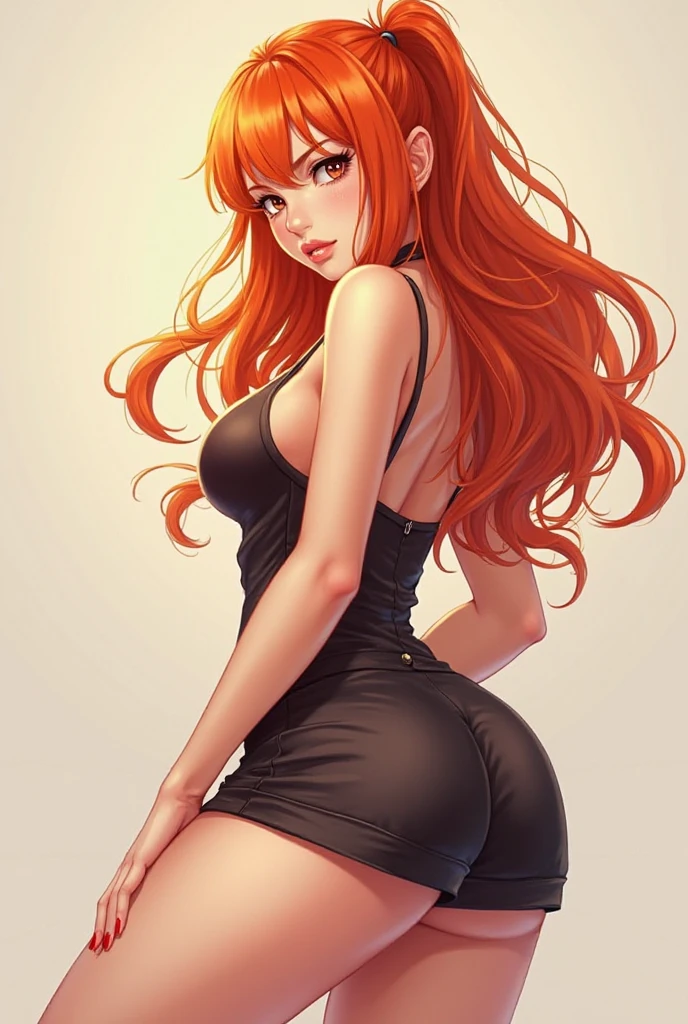 Nami from One Piece hot, pose sexy, showing the ass, big-ass, ass pressed together, big boobs tight , calca apertada showing the ass