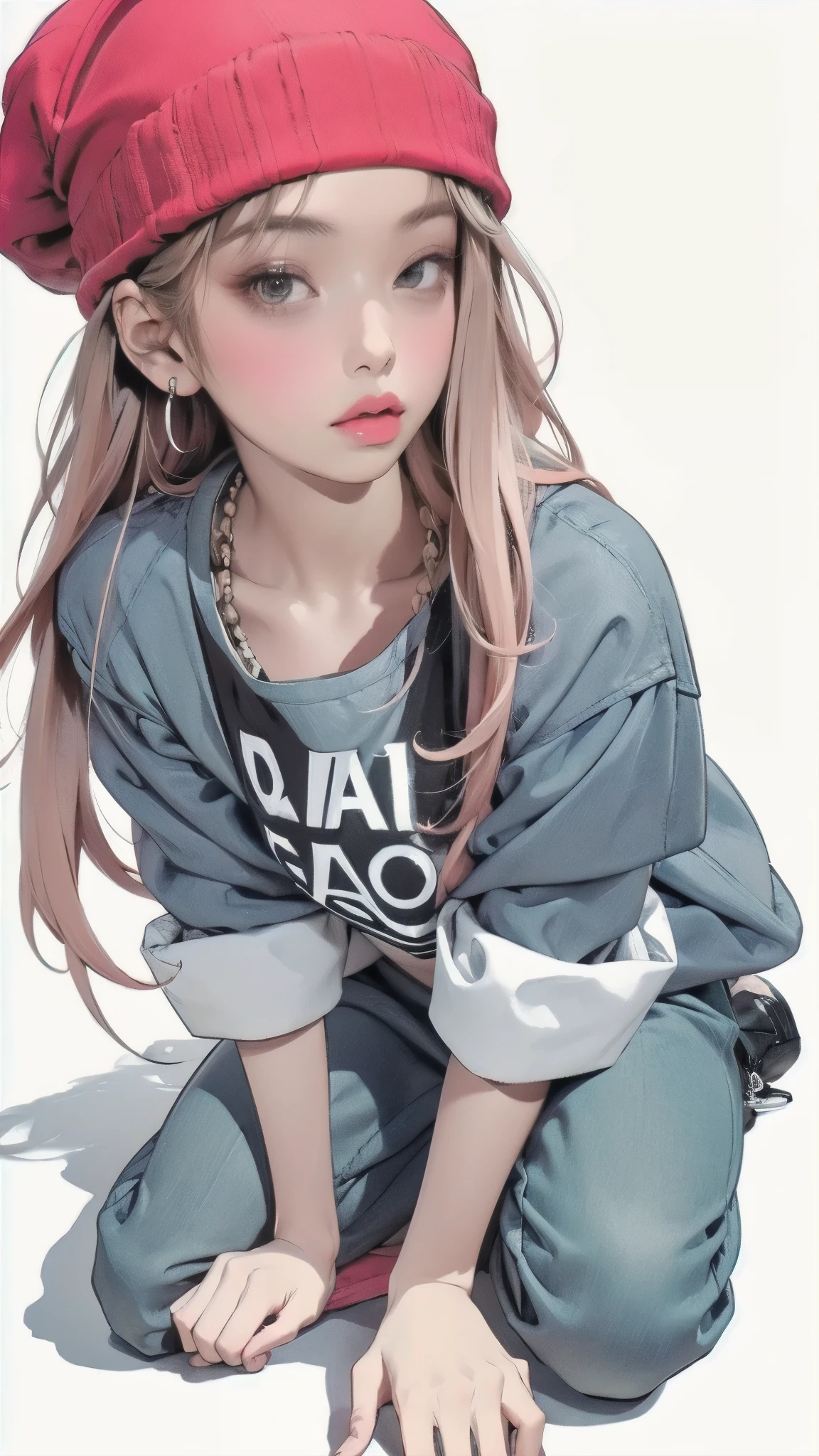 Arafe image of a woman wearing a hat and sitting on the ground, she's wearing streetwear , knitted hat , she wears a hat, Bae Suzy, Wearing a beanie hat, cute casual street wear, Ulzzang, casual clothing style , wearing beanies , With hat, I'm wearing a cute hat , photo shoot, profile picture, Photo for magazine