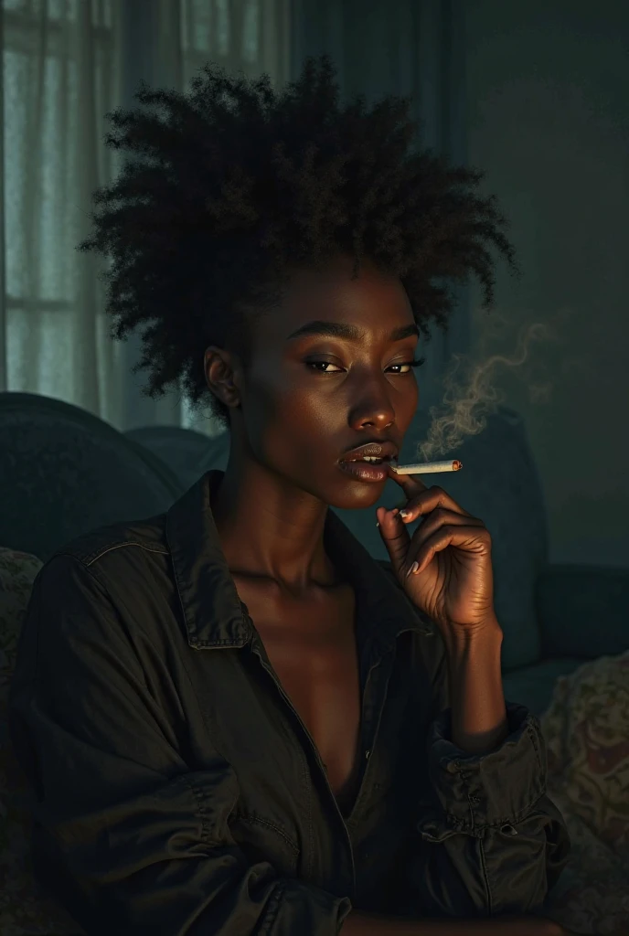 40 year old black woman blue eyes smoking weed blue eyes