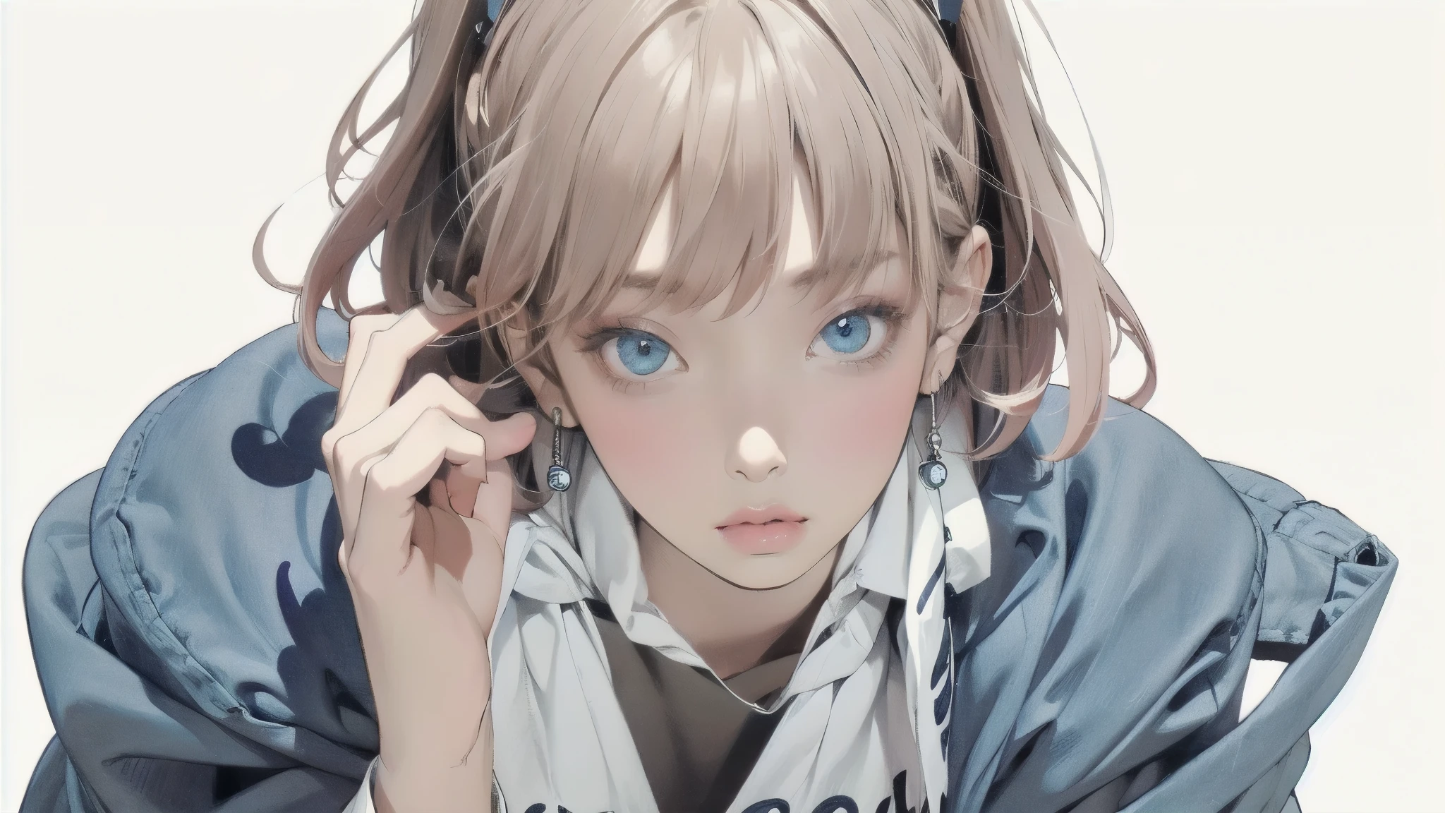 Yoko face、Kenyan girl, From Kenya、(age:1.1), Gray Hair(Detailed Hair Quality :1.2), (accessories:1.1), Blue Eyes(Eyes:1.3), ( Emoji:1.2), ( pose :1.2), (Body Type:1.1), short cheerleader-style skirt(Detailed Outfits:1.2) has the coat of 。hands stacked on the knee、sticks out her chest、Facing down、profile、( pose :1.2), ( Emoji:1.2), placed in the center of the screen。short hair、The background is a single color、has bright shadows and hues、(Detailed Background:1.1)、anime style、(detailed drawing:1.3), digital art、(Expression of light and shadow:1.3), (color:1.2), Delicate Description、(Style:1.2), character design、(composition:1.2)。