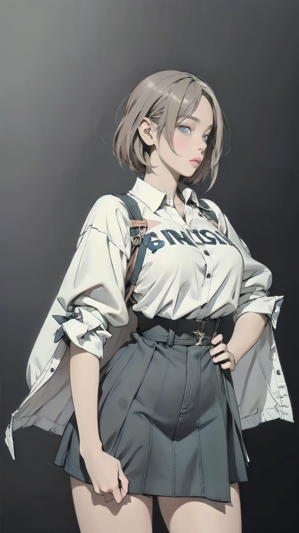 Yoko face、Kenyan girl with very dark skin、(age:1.1), Gray Hair(Detailed Hair Quality :1.2), (accessories:1.1), Blue Eyes(Eyes:1.3), ( Emoji:1.2), ( pose :1.2), (Body Type:1.1), short cheerleader-style skirt(Detailed Outfits:1.2) has the coat of 。hands stacked on the knee、A Kenyan girl with very dark skin who deviates from her upper body and sticks out her chest、Facing down、profile、( pose :1.2), ( Emoji:1.2), placed in the center of the screen。short hair、The background is a single color、has bright shadows and hues、(Detailed Background:1.1)、anime style、(detailed drawing:1.3), digital art、(Expression of light and shadow:1.3), (color:1.2), Delicate Description、(Style:1.2), character design、(composition:1.2)。