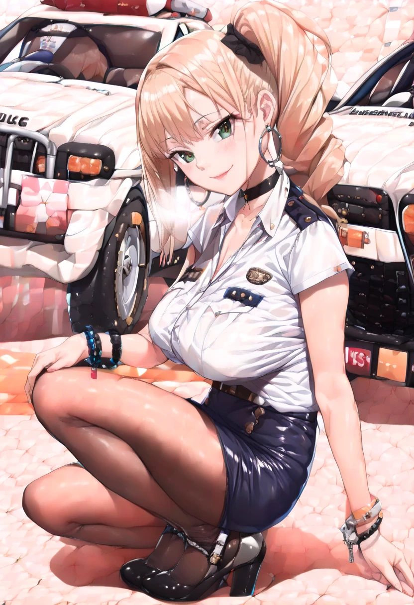 Girl in tight and short clothes in a taxi