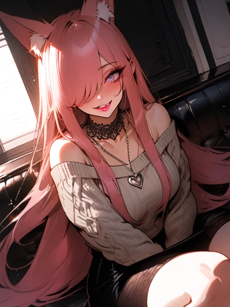 ((masterpiece, Best Quality))), Coupling, solo, a 1girl, ((pinkhead hair, purple hair, multicolored hair)), long hair, black tights