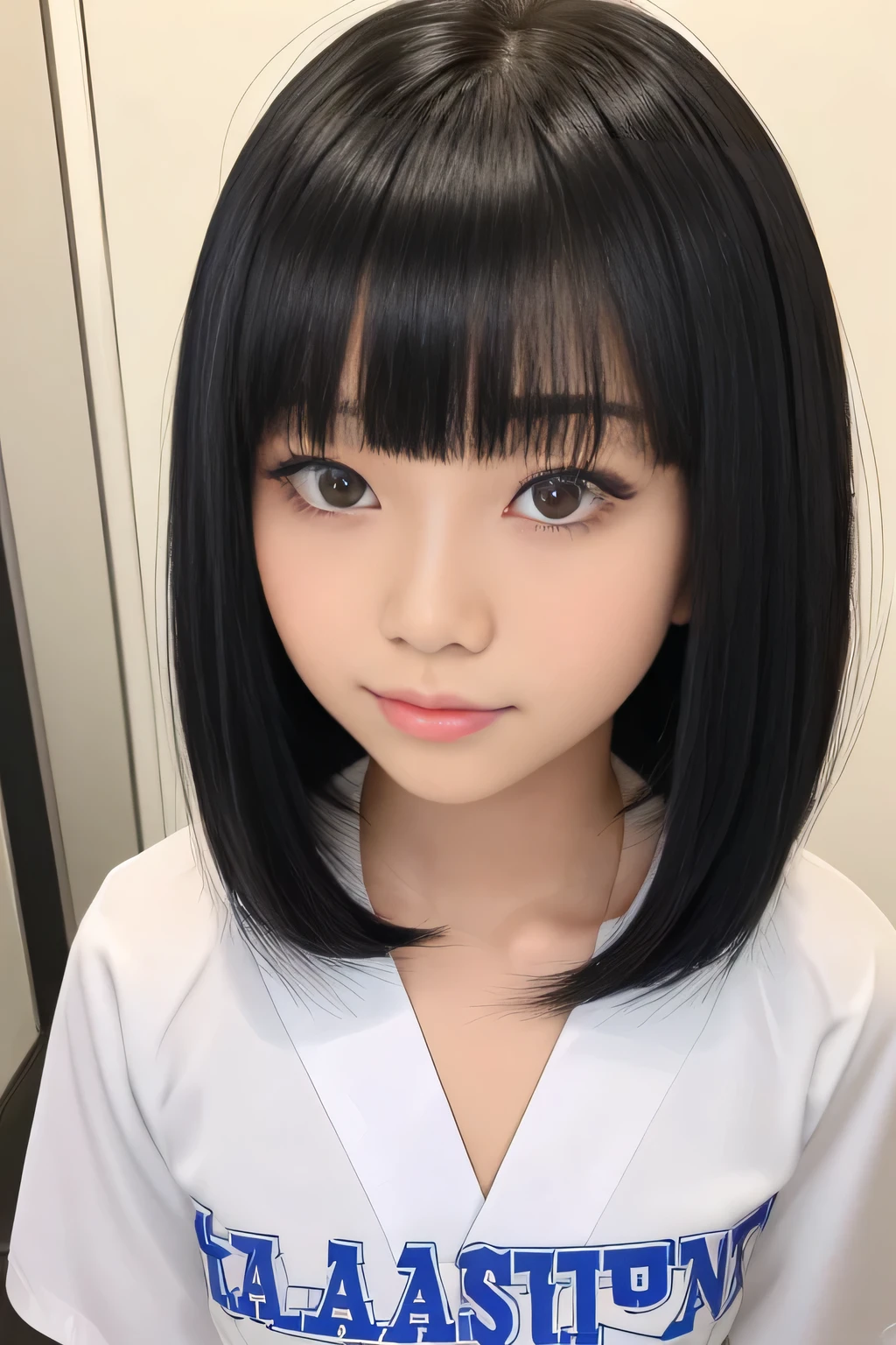 (Full head to shoulders)(One female  high school student was filmed in front of a white screen)(Filmed as close as possible to see her beautiful face)((Filmed from various angles to enjoy her face))(The perfect face of the most beautiful Japanese female junior high school student)(Best quality)(Masterpiece)(Get used to it)(Best details)(4K)(Erotic makeup)(Expression of orgasm climax)(Girl face)(Perfect double eyelids)(She has Asian eyes)(Her eyes are wide)(eyebrows groomed like a makeup model)(beautiful black mascara)(cute blush)(beautiful foundation)((perfectly straight bangs covering the forehead))((the straightest and most beautiful black hair in Japan))((straight bob cut hair cut at shoulder height))((highest quality hair photographed in detail!!!!!))(glossy and beautiful hair quality!!)((the straightest and most beautiful hair in Japan!!!))(thick healthy beautiful hair)(flowing beautiful hair)(the most beautiful hair in Japan!!!!!)