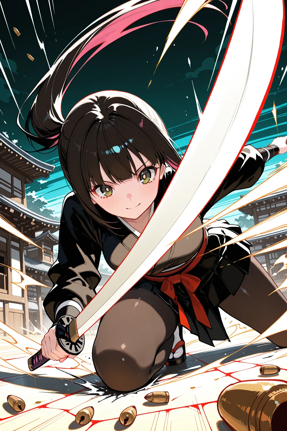 India-ink painting,1girl,samurai girl,school uniform,serious,Battoujutsu,holding a sword,slashing,cutting,cutting a bullet,swinging down,bullet cut in two,cut in half, bullet flying left and right,Holding a sword, slashing,cutting,cutting bullets,swinging down,bullets cut in two,cut in half, bullets flying left and right,dynamic scene,Dynamic,Stylish,((Bullet Time Dodge)),ink painting,sumi-e \(painting\)
,BREAK masterpiece,best quality,aiu,perfect composition,perfect anatomy,good hands,detailed face,cute face