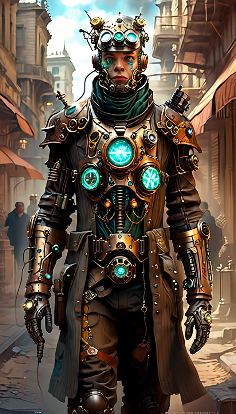 There is a male mechanical real skin cyborg that has the appearance of ...
