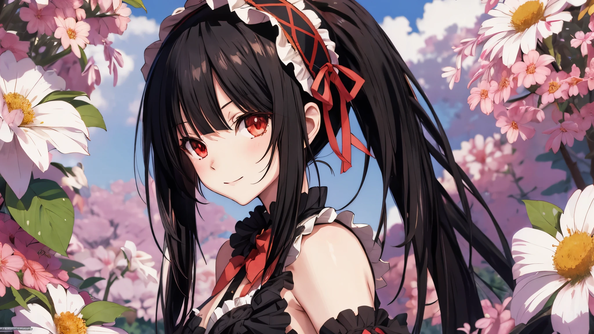 masterpiece, best quality, highres, 1girl, aakurumi, long hair, twintails, hairband, naked