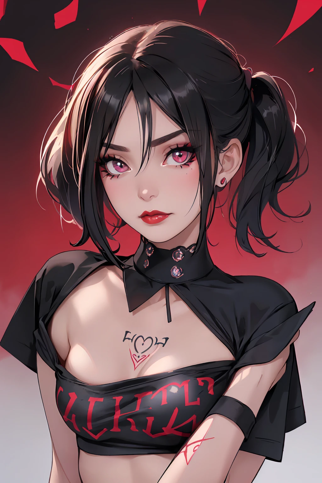 masterpiece, photography, realistic eyes, best quality, gag, gag, bamboo, beautiful lighting, cinematic, 8k, 1girl, facial, cum on face, wet face, liner, vampire, wooden walls, medium tits, kamado nezuko, little horn, pink eyes