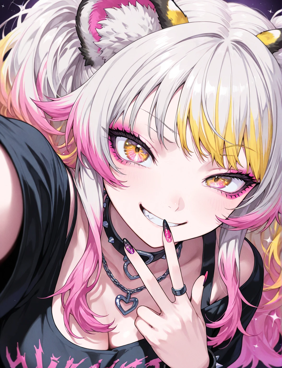 pink, tongue,Gal,Earrings,pink, Animal ears, tattoo