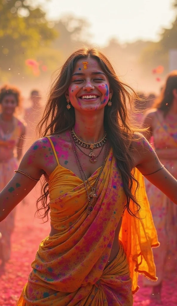 Hot Girl playing Holi Messy