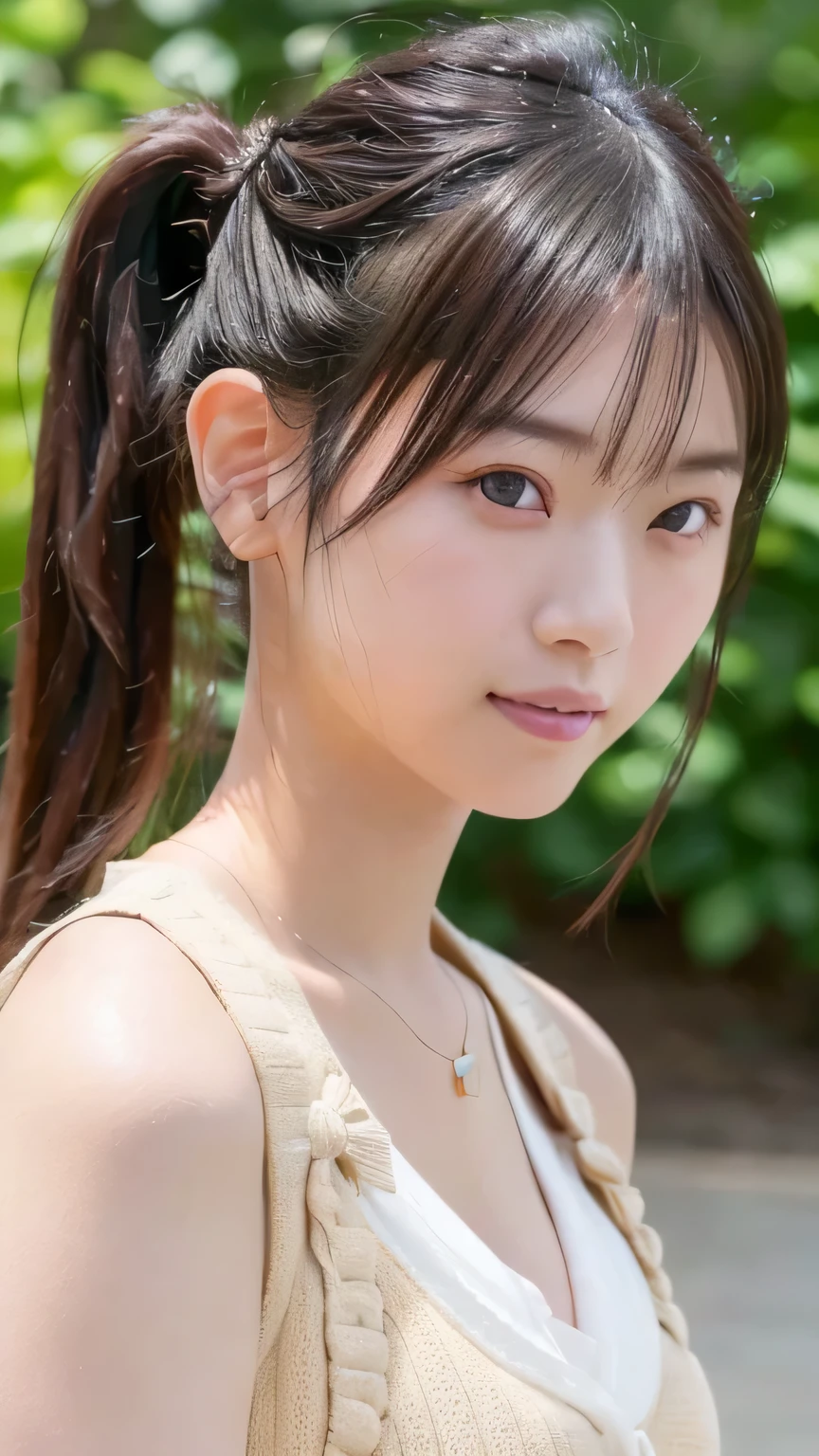 (highest quality,masterpiece)Japanese woman riding a bicycle、Rustic face、、very young face、troubled face、Childish、exposedしている、transparent skin、Marshmallow Body、black hair twintails、full body image、Take a picture of the whole body、camisole、short sleeve、exposed、Nipples are clearly visible、タイトなcamisole、mini skirt、NSFW,Nipples visible through clothes,covered erect nipples,skirt lift,show panties,camel toe,young body