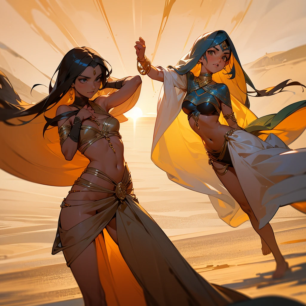 ((Best Quality, Masterpiece:1.2), Photorealistic, thick outlines, strong shadows, 1 girl, full - body, hairlong, , water magic: detailled background, Detailed Face, Background: the night, luna, Light, lock;,facial focus,(Masterpiece: 1.2), (Photorealistic: 1.2), (Best Quality), (detailed skin: 1.3), (Complex Detail)(photo-realistic: 1.4), (tmasterpiece, Side light, finely detailed beautiful eyes: 1.2), tmasterpiece*portraite of a, realisti, desert, an oasis , lance in hand, combat stance