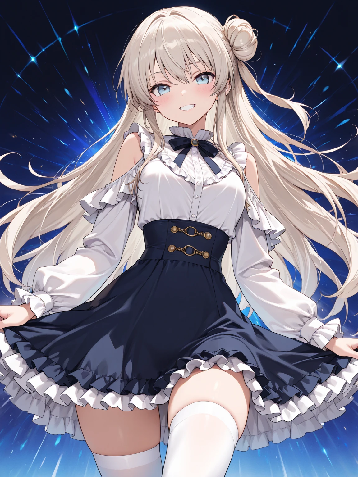 masterpiece, best quality, ultra detailed, 1 girl, show panties, micro skirt, dynamic pose, 