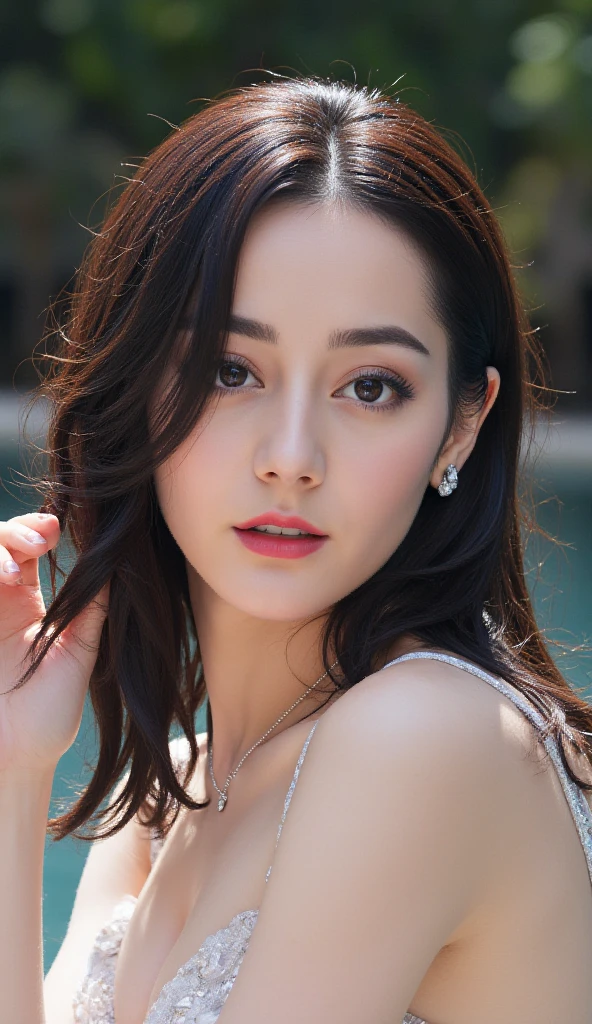 white_background,simple_background,
seductive_smile,1girl,curvy,cameltoe,
oil,shiny_skin,black eyes,one-eyed,long_eyelashes,slender_waist,gigantic breasts,big breasts,
(impossible_clothes:1.5),tight,shiny_clothes,black_bodystocking,
masterpiece,best quality,extremely detailed cg unity 8k wallpaper,reality,realistic,highres,Photorealistic,Megapixel,Super-Resolution,Ultra-HD,outstanding,Surrealistic,Hyperrealistic,
Cinematic Lighting,Ray Tracing Global Illumination,Ray Tracing Ambient Occlusion,
full body,full_shot,bokeh,
<lora:gulinazhaV2:1>,<lora:add_detail:0.5>,<lora:å¢å ç»è:0.5>,