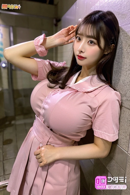 masterpiece, 超detailed, Super high resolution, (realistic and realistic photos: 1.37), Pale colored panties、detailedなパンティーパターン、panties focus、High-definition RAW color photo, very delicate and beautiful, 非常にdetailed, 8k wallpaper, amazing, (8K, Raw photo, highest quality, masterpiece: 1.2), detailed, 非常にdetailedな目, 非常にdetailedな肌, 非常にdetailedな指, h非常にdetailed nose, 非常にdetailedな口, perfect anatomy,1 girl, blurry, blurry background, blurry前景, blush, Braid, big breasts, Depth of bounds written, eyebrows visible through hair, hair between eyes,short hair,alone, huge boobs、Nogizaka Idol、korean idol、Gravure idol pose、18 years old, adult female、expensive,korean idol、Nogizaka Idol、Gravure idol pose、(((pink nurse uniform:1.3)))、Black thigh stockings emphasis、open cleavage,((huge breasts:1.4))、G cup with slim body、model body shape、model&#39;s stance、