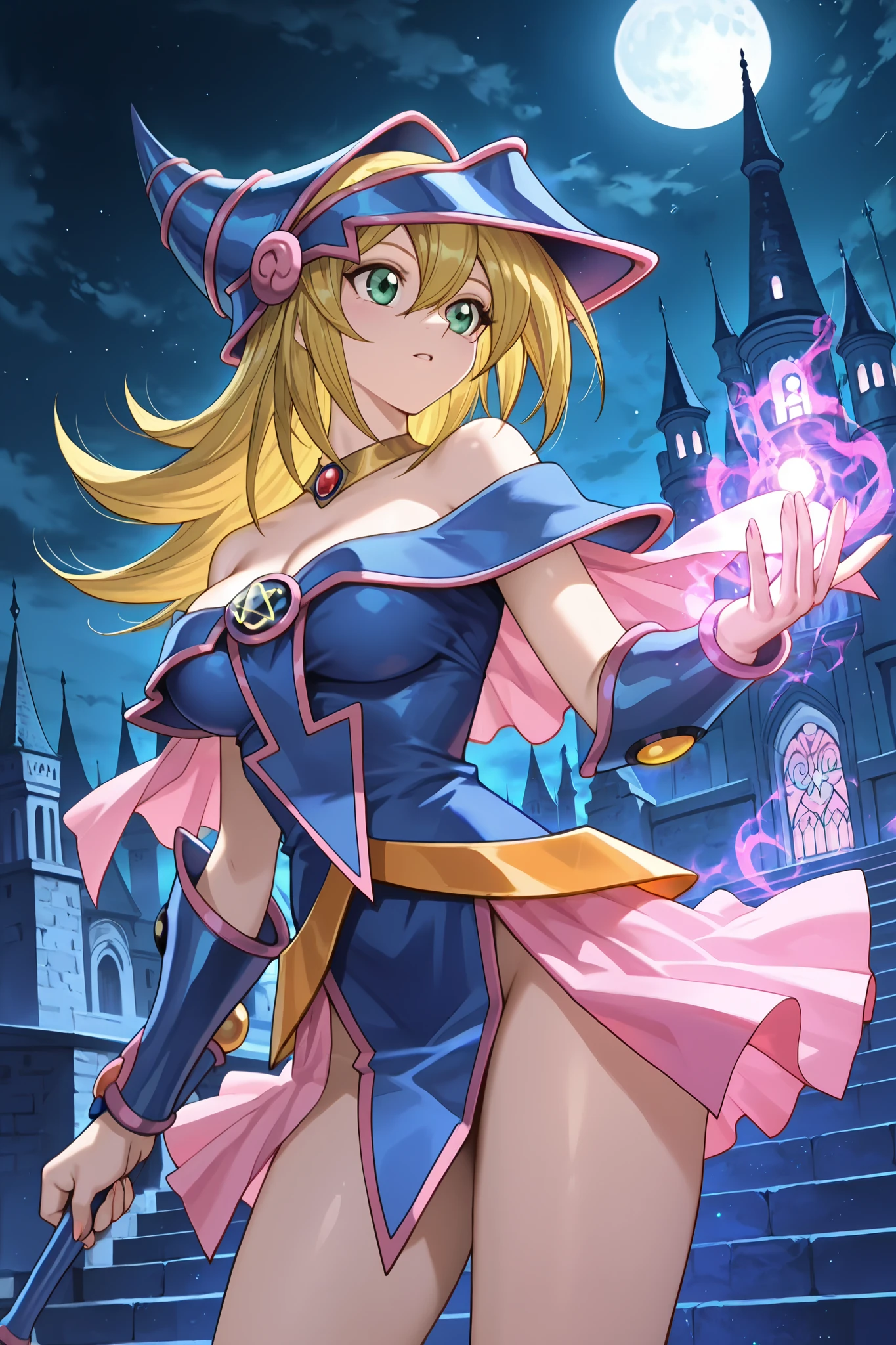 (( dark magician girl )), magic circle,