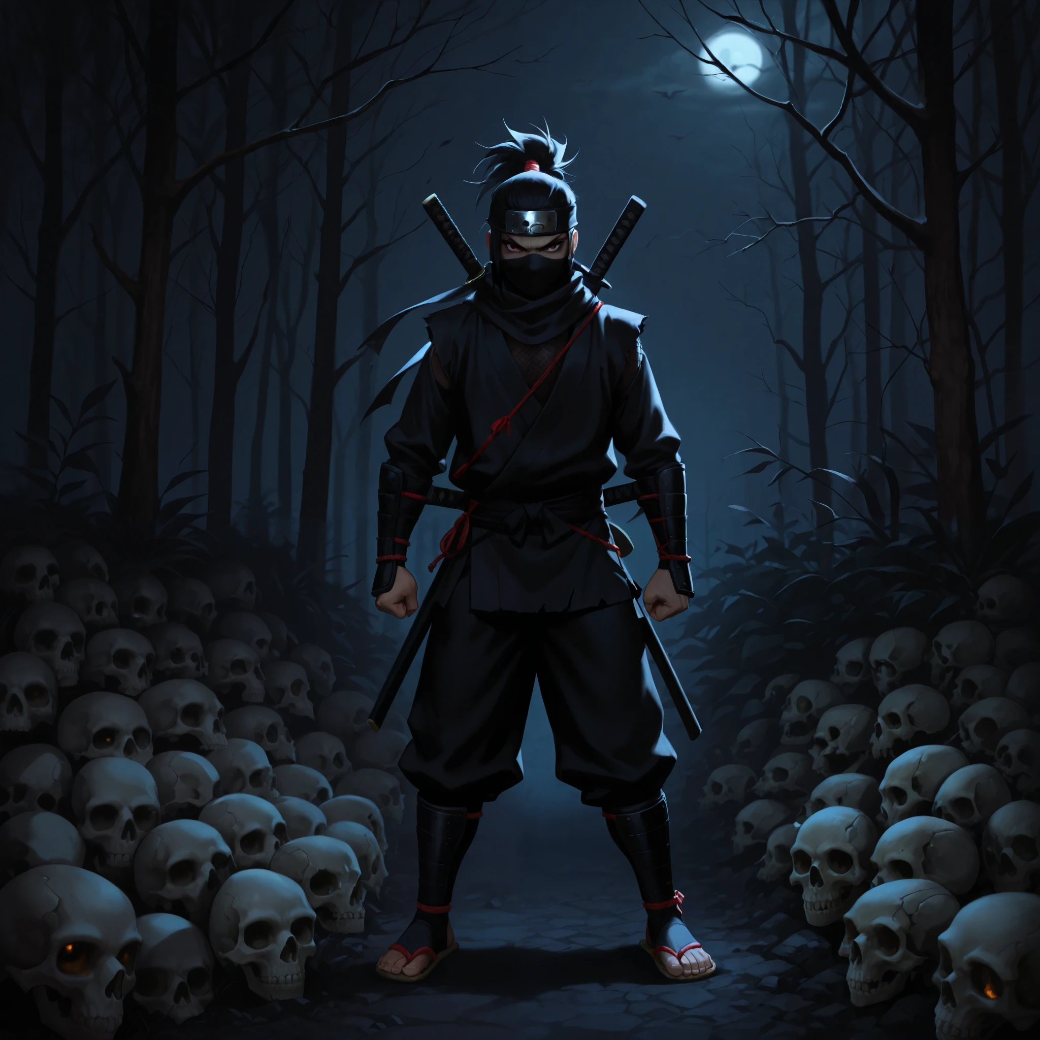 King, skull, dark, ninja, name OKTANDER 