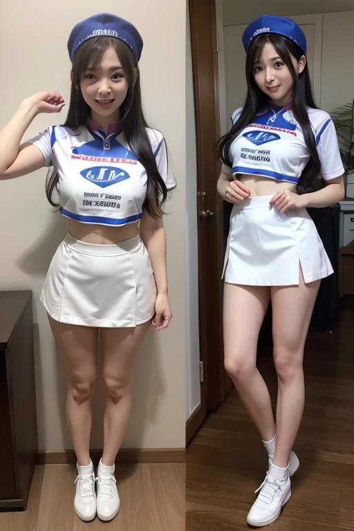 Beautiful and mature 55 year old Japanese woman, Married women, ring, Fine Lines, Long eyelashes, , ((Small breasts)), ((Flat Chest)), 1 Girl, Pussy, Japanese-style room, Bright room, Low Ponytail, ((wearing cheerleader costume)), You can see her white panties, Sexy pose, ((Red lipstick)),