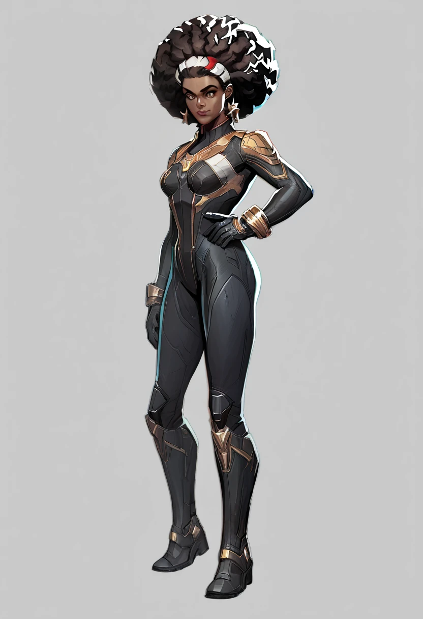 ((masterpiece)),(((best quality))),((character design sheet)), ((full body view)) illustration,1girl, muscular, ((black bodysuit:1.7)), superhero, (short curly red hair:1.5), (white cape:1.5) ((detailed face:1.4)) beautiful woman, (short curly hair:1.6) (small head:1.2), (flat breasts:1.3), (purple thigh highs:1.3), shiny skin, (gold logo on chest:1.4),scribbles and marks, (puffy lips:1.5), (full lips:1.4) (wide hips:1.3), big lips, detailed lips, (gold gloves:1.2) rough sketches, pose, 8k,16k, (simple background, white background: 1.3)