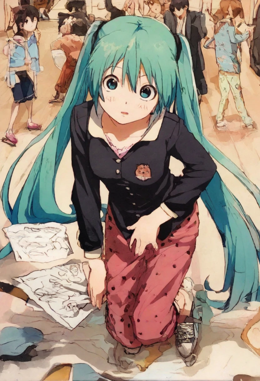 ( masterpiece、 top quality、 top quality、公式art、 beautiful and beautiful :1.2)、(one girl:1.3) Hatsune Miku、twin tails, beautiful breasts, multiple perspectives, pencil happentch, (happentch:1.25), best quality, Graphite \\(medium\\), happen, gradation , rainbow, Note, Line Draft, high resolution, Absard Dress, (超high resolution:1.1), ( illustration of a woman with a penis :1.1), ( Infographic:1.2), pajamas, ( Consistent Background :1.15), (alone), perfectly drawn hands , is standing, cohesive background , paper, action, (character design:1.1),
swallowing ,
full, twin tails, 1 girl crouching, anime girl skating in front of an audience at an ice skating rink stadium, smooth anime cg art, dynamic skating , artwork in the style of Gwaiz, Gwaiz, beautiful anime artwork, Lostrun 8k, beautiful anime art, anime style 4k, amazing wallpapers, beautiful digital artwork, Gwaiz on artstation pixiv, art, Colored pencil drawing, draft