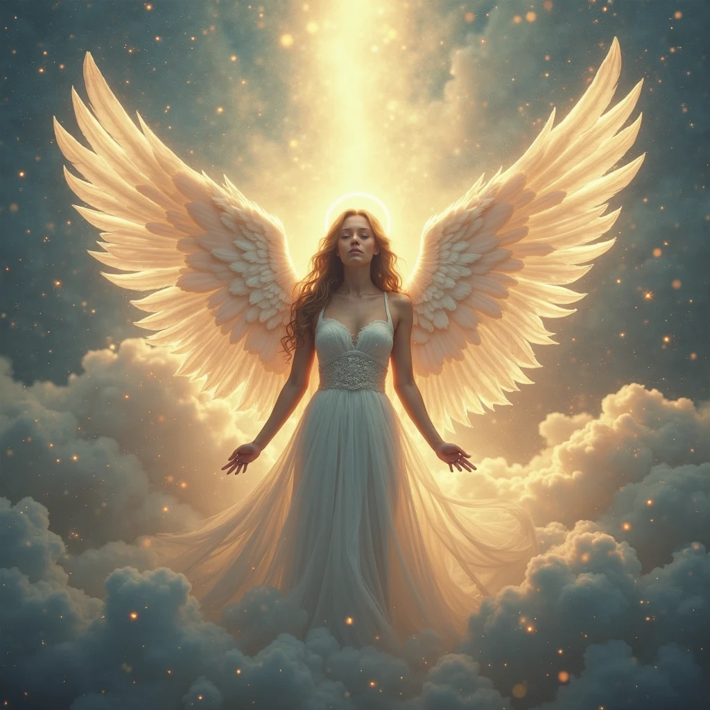 Half transparent wings glowing in darkness, feathers released above the clouds, floating feathers scattered underground, witnessing her wings illuminated by the glaring light of the sun, shedding feathers as they inevitably descend.