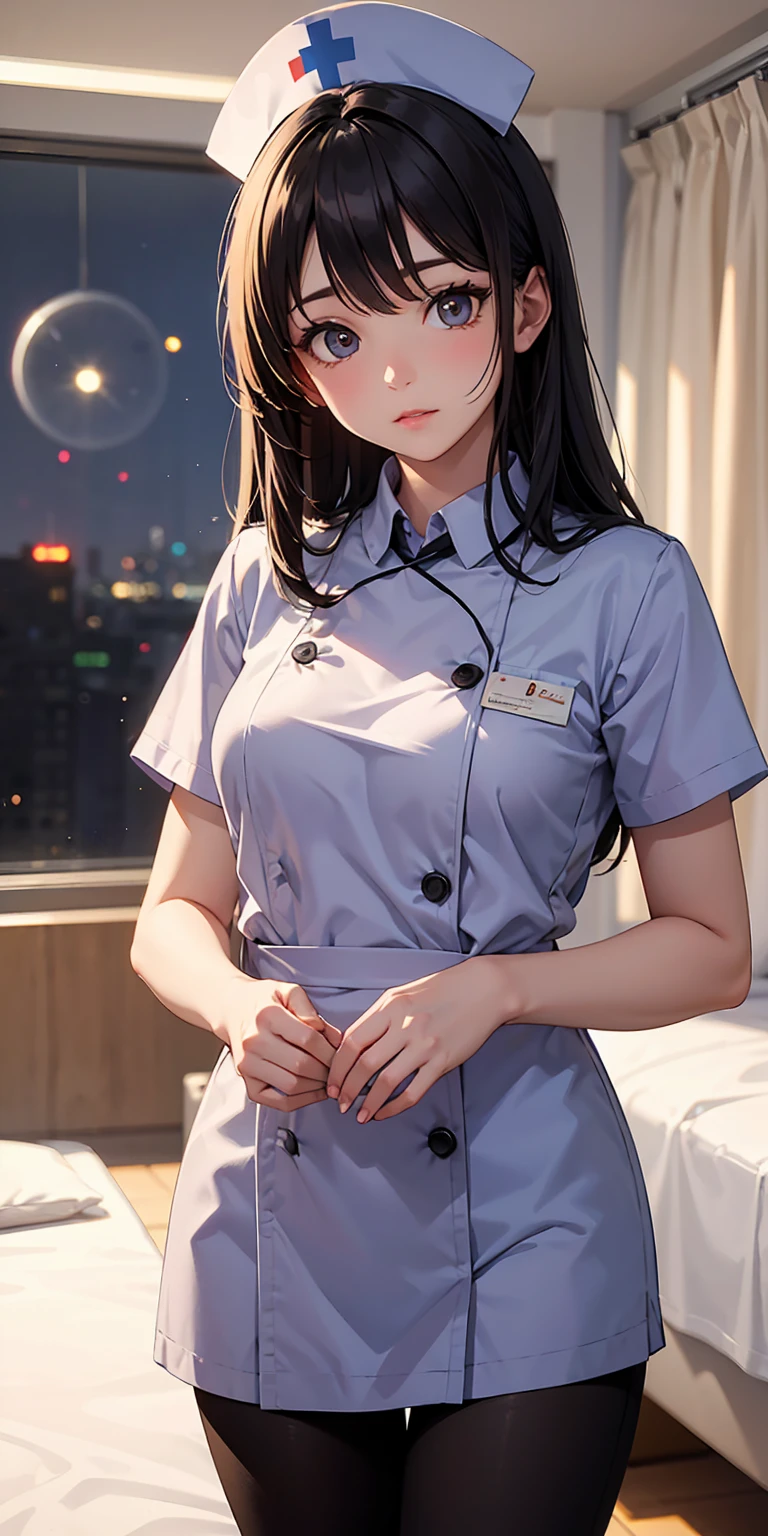 ((highest quality)),(Ultra-high resolution),(Very detailed),(Detailed Description),((The best CG)),(A masterpiece),Ultra-detailed art,Amazing painting art,(Art with precise details:1.5), high resolution, (Very detailed:1.3), slender body, (Very delicate and beautiful face), (Very detailed beautiful little eyes), 18-year-old、Japanese women、very cute、Beauty、(nurse、nurse), (embarrassed:1.3)、(I'm embarrassed and depressed:1.2)、(I'm about to take off my panties.:1.5), pussy juice