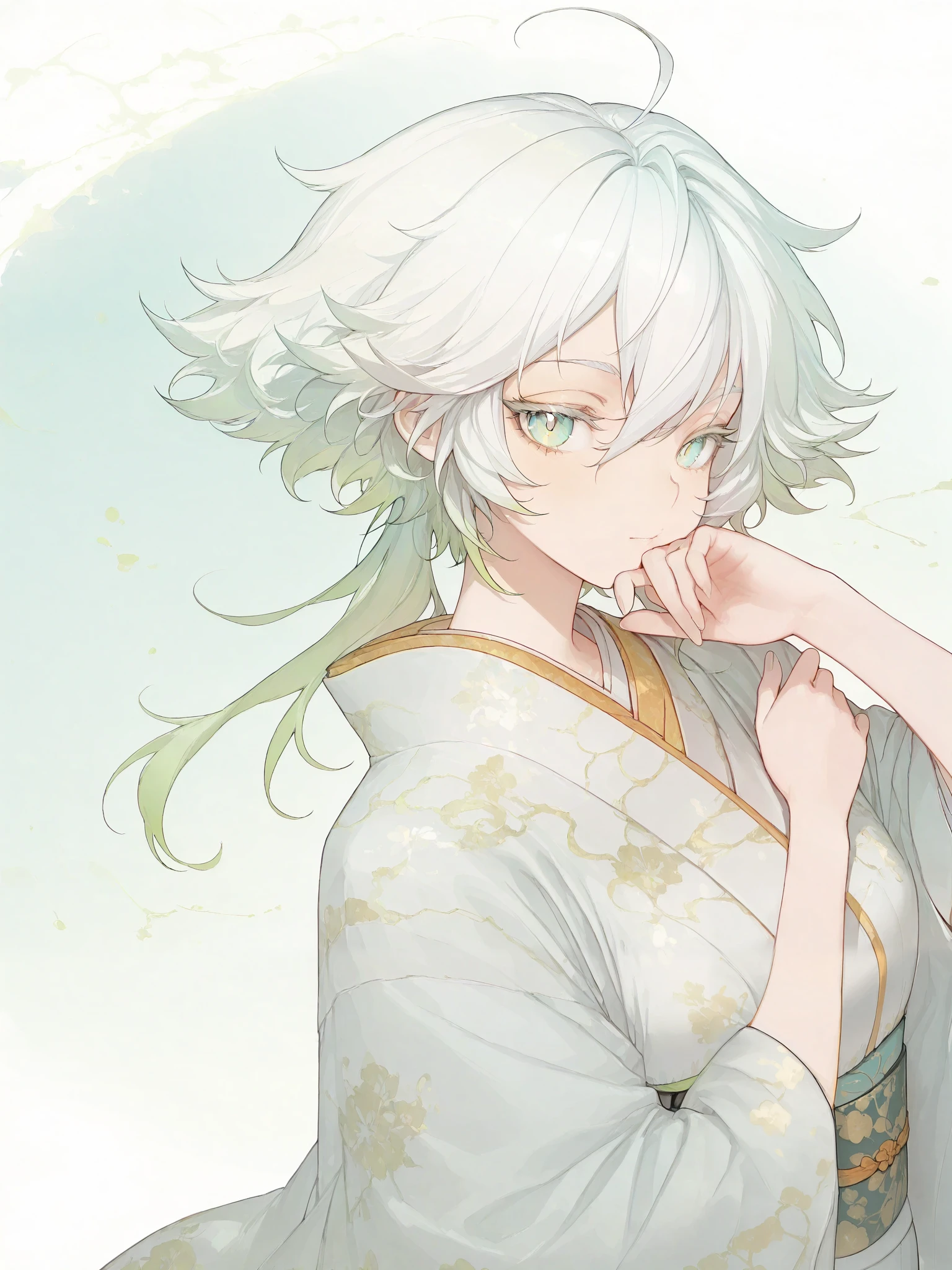 Anime - style image of a woman with white hair and a white robe - SeaArt AI