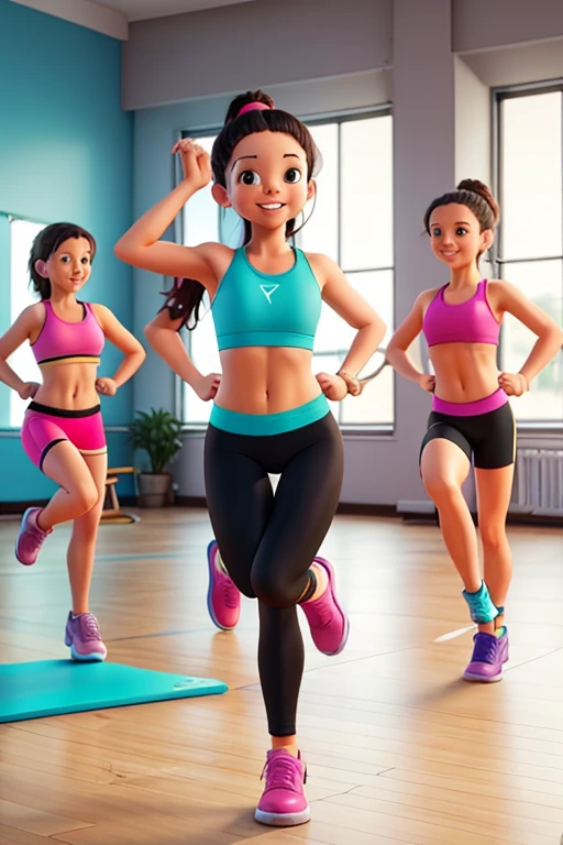 a cartoon girl in a sports outFit poses For a photo, sports clothes fofas, sports clothes, sports clothes, pants, perneiras, wearing adidas clothes, Rendering, adidas, F / 2 0, pantyhose, pantyhose, athletic body, pantyhose skin, pants esportivas, smooth body Features, sports bra and dark blue shorts, esportivo, sports physique, aerodynamic body, digital Rendering